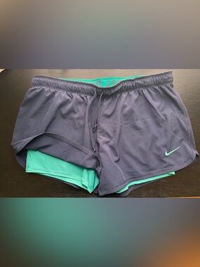 Nike Two-Tone Athletic Shorts in Gray and Teal